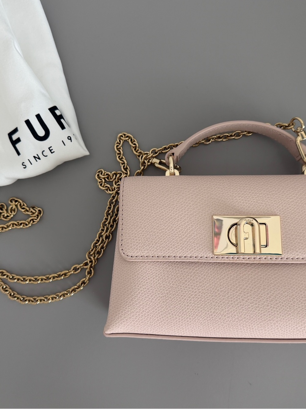 FURLA 1927 Mini Top Handle Bag Pink Shoulder Bag - Picture 2 of 7
